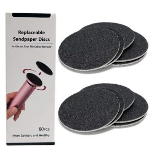 60 Pcs Replacement Sandpaper Discs Pad For Electric Foot File.