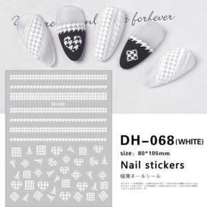 White Houndstooth print Nail art Sticker