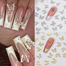 10 Pack Mixed Diamond Gold and Silver Butterfly Charms