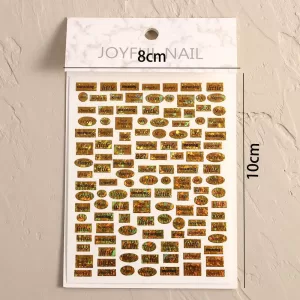 Positive Words Gold Pattern Nail Art Stickers