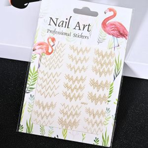 Gold Zig Zag Line Nail Art Stickers