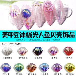 15 Pcs 3D Aurora Pink Seashell Nail Rhinestones CHARM