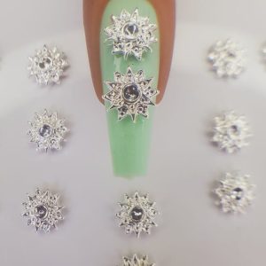 5D Royalty Stars  10 pack silver Nail charms