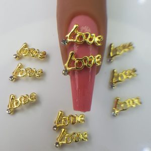 5D Love ❤️ Nail charms  10 pack Mixed Gold and silver