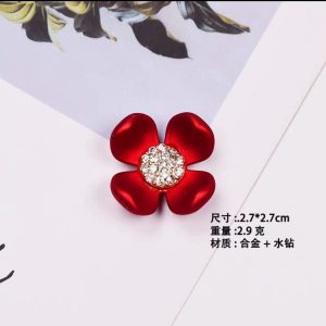 Red Flower Petal Nail Charm