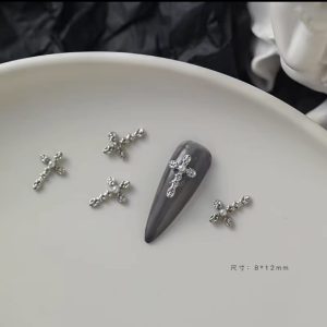 5 Pack Pearl Alloy cross Nail Charm