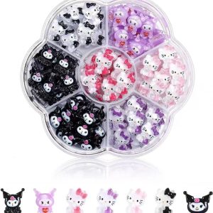 70 Pack 3D colored Hello Kitty Nail charms