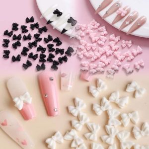 3D 50 pack colored Bow Nail charms