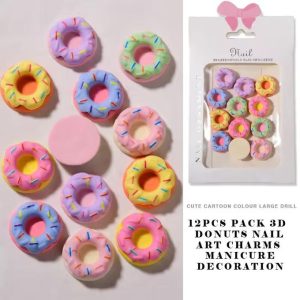 12pcs pack 3D Teddy Ice Cream Donuts Love Hearts Nail Art Charms Manicure Decoration