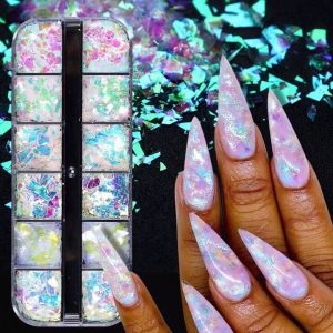 12 Colors Riicftet Nail Glitters Holographic