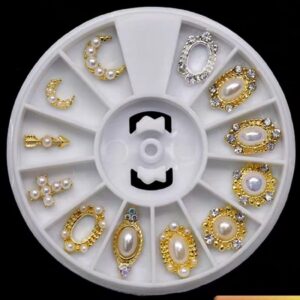 12 Pack Mixed Shapes Pearls Nail Art Charms & Rhinestones